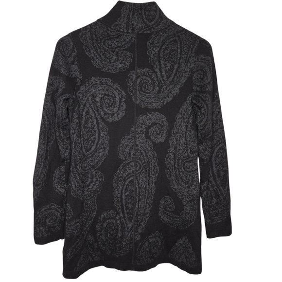 Cynthia Rowley Active Black Gray Paisley Full Double Zip Sweater Jacket Size XS - Picture 2 of 7